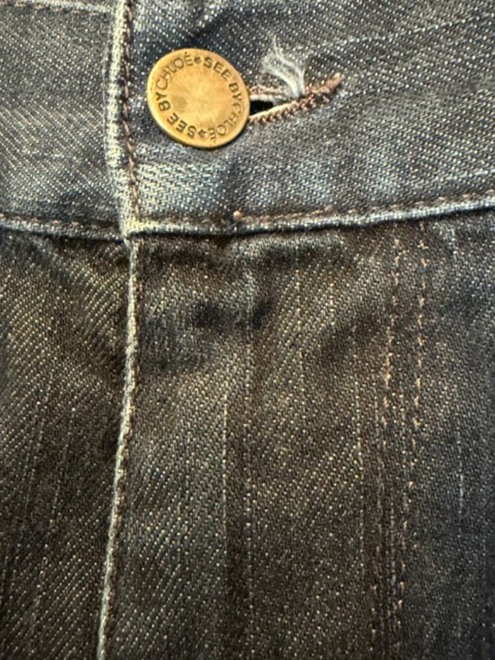 See by Chloé Dark Wash Cropped Jeans Women’s 26 Zip Pocket Y2K Designer Denim - Picture 4 of 9